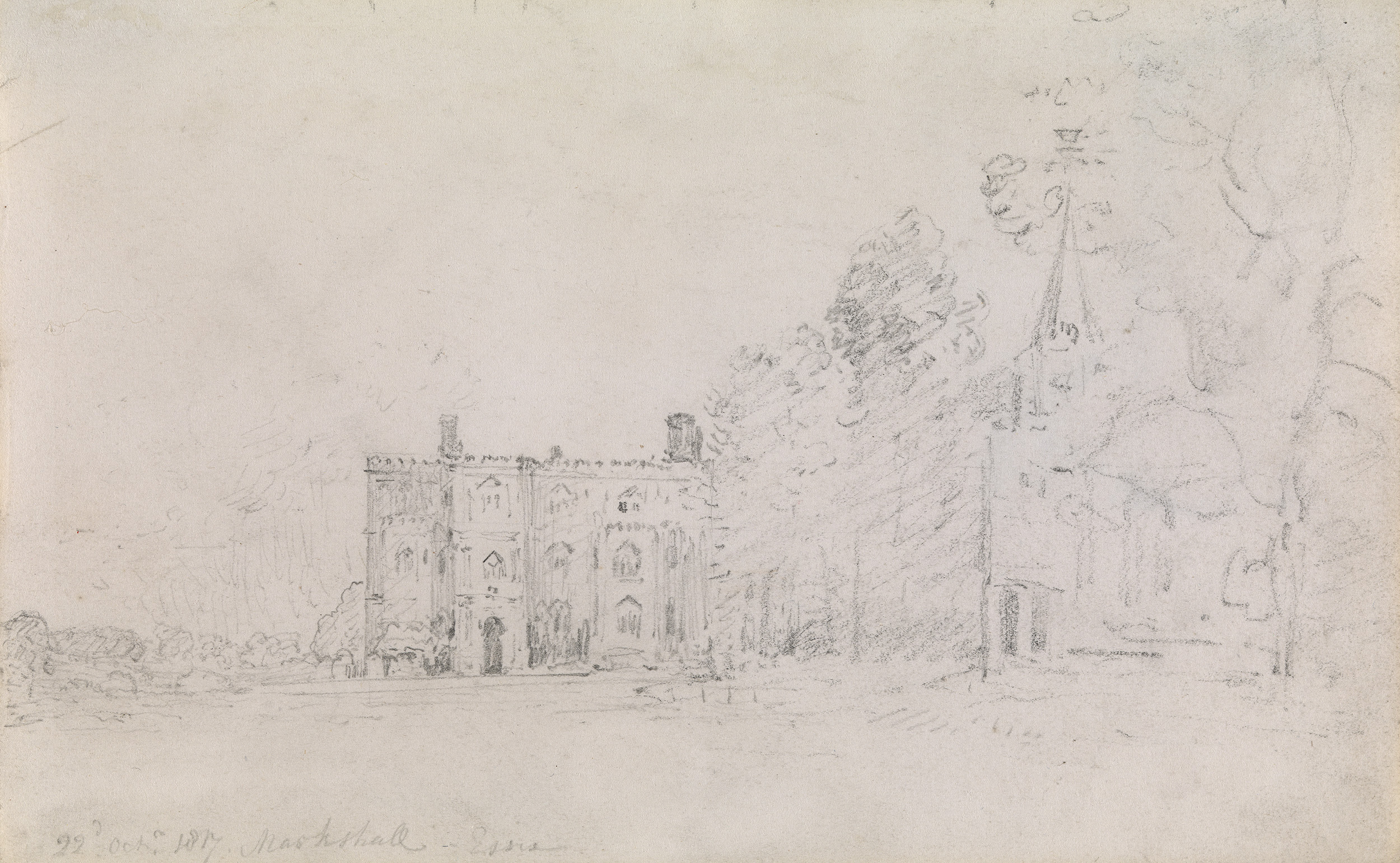 Attributed to John Constable | Landscape with Church | Drawings Online |  The Morgan Library & Museum