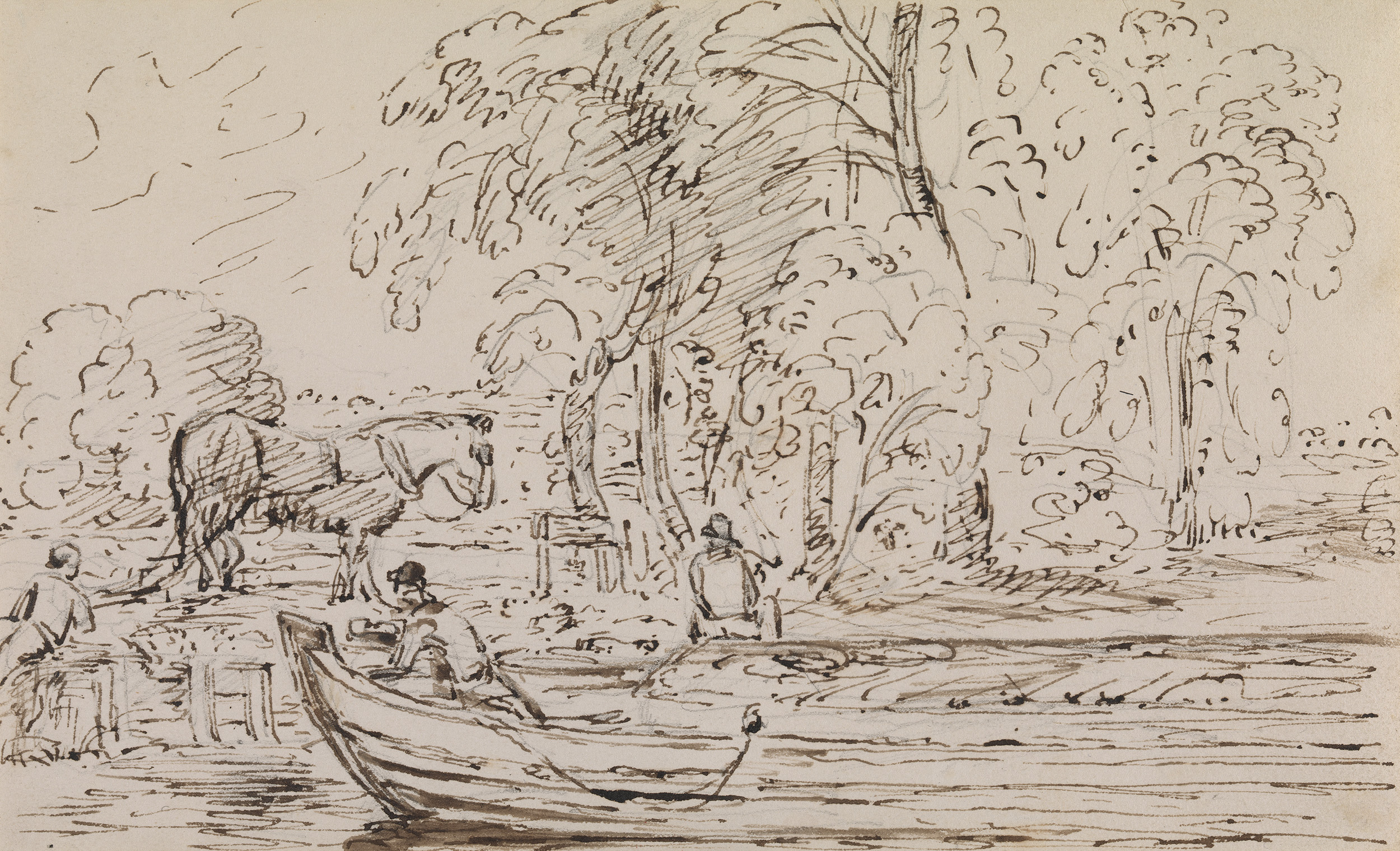 Sketch for 'View on the Stour near Dedha - John Constable as art print or  hand painted oil.